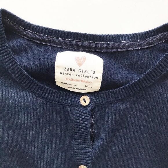 Zara navy blue light knit cardigan EUC 9/10Y - Picture 3 of 4